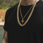 Angel CZ + 10mm Diamond Cuban Link Necklace