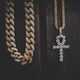 Ankh + 10mm Diamond Cuban Link Necklace