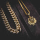 Gold Lion Micro + 10mm Diamond Cuban Link Necklace