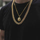 Gold Lion Micro + 10mm Diamond Cuban Link Necklace