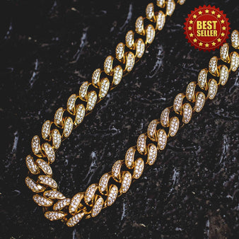 Diamond Cuban Link Necklace (19mm) in Yellow Gold