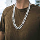 White Gold Diamond Cross + 19mm Diamond Cuban Link Necklace