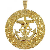 Solid Gold Anchor Coin Pendant