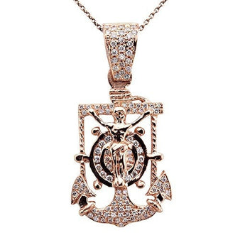 14k Solid Gold Anchor Pendant w Diamonds