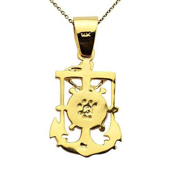 14k Solid Gold Anchor Pendant w Diamonds