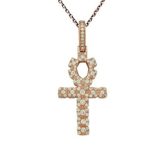 Solid Gold Ankh Cross w Diamonds Variation 2