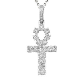 Solid Gold Ankh Cross w Diamonds Variation 2