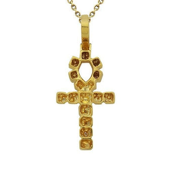 Solid Gold Ankh Cross w Diamonds Variation 2