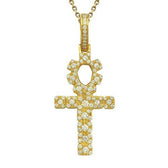 Solid Gold Ankh Cross w Diamonds Variation 2