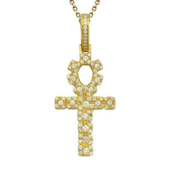 Solid Gold Ankh Cross w Diamonds Variation 2