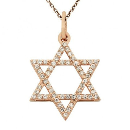 Solid Gold Star of David Pendant w Diamonds
