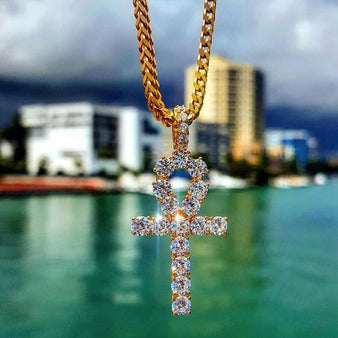 Ankh + 19mm Diamond Cuban Necklace