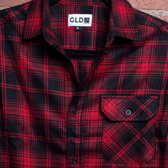 Long Sleeve Fashion Flannel (Black/Red)
