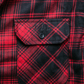 Long Sleeve Fashion Flannel (Black/Red)