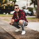 Long Sleeve Fashion Flannel (Black/Red)