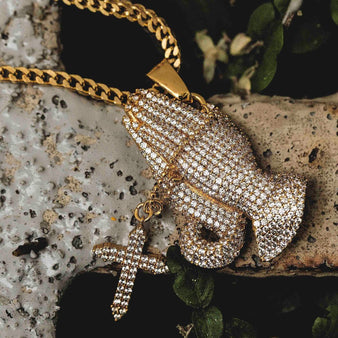 Nail Cross + Iced Praying Hands Set