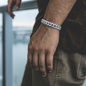Diamond Cuban Link Bracelet (10mm) in White Gold