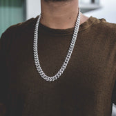 Diamond Cuban Link Necklace (10mm) in White Gold