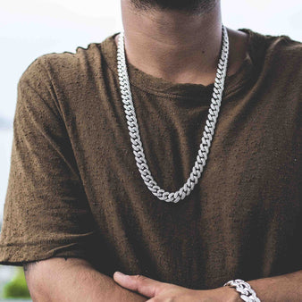 Diamond Cuban Link Necklace (10mm) in White Gold