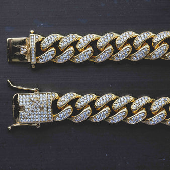 Diamond Cuban Link Bracelet (10mm) in Yellow Gold