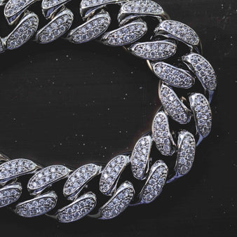 Diamond Cuban Link Bracelet (10mm) in White Gold