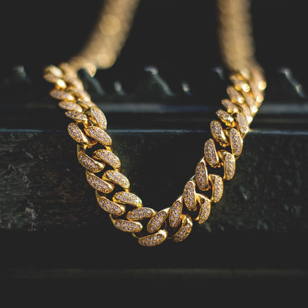 Diamond Cuban Link Necklace (10mm) in Yellow Gold
