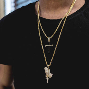 Nail Cross + Iced Praying Hands Set