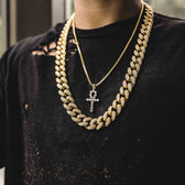 Ankh + 19mm Diamond Cuban Necklace