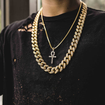 Ankh + 19mm Diamond Cuban Necklace