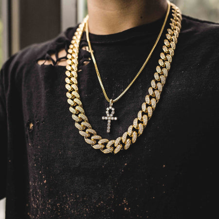 Ankh + 19mm Diamond Cuban Necklace
