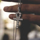 White Gold Ankh + 19mm Diamond Cuban Link Necklace