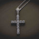 White Gold Diamond Cross + 10mm Diamond Cuban Link Necklace