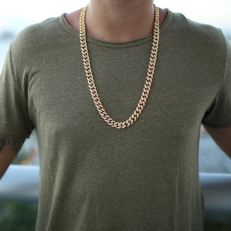 10mm Diamond Cuban Link Necklace/Bracelet Bundle in Yellow Gold