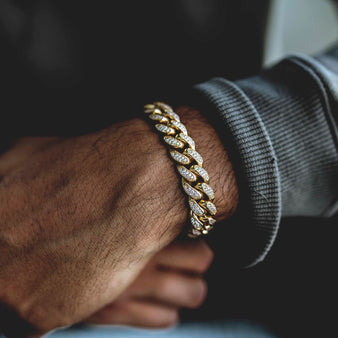 10mm Diamond Cuban Link Necklace/Bracelet Bundle in Yellow Gold