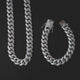10mm Diamond Cuban Link Necklace/Bracelet Bundle in White Gold